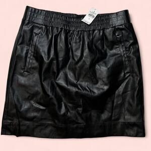 Nwt loft black faux leather skirt
